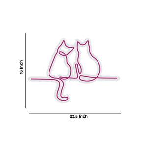 Two Happy Couple Cats Neon Sign LED Light