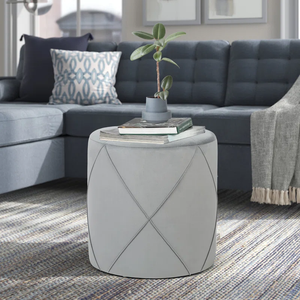 Unique Designer Grey Color Round Storage Ottoman