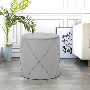 Unique Designer Grey Color Round Storage Ottoman
