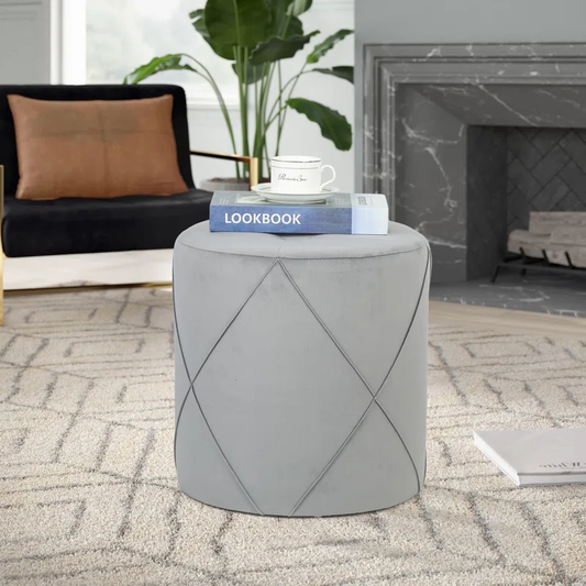 Unique Designer Grey Color Round Storage Ottoman