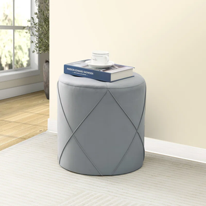 Unique Designer Grey Color Round Storage Ottoman