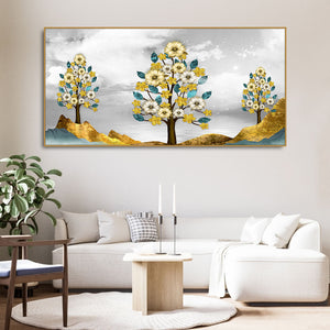 Unique Golden Trees Canvas Wall Painting