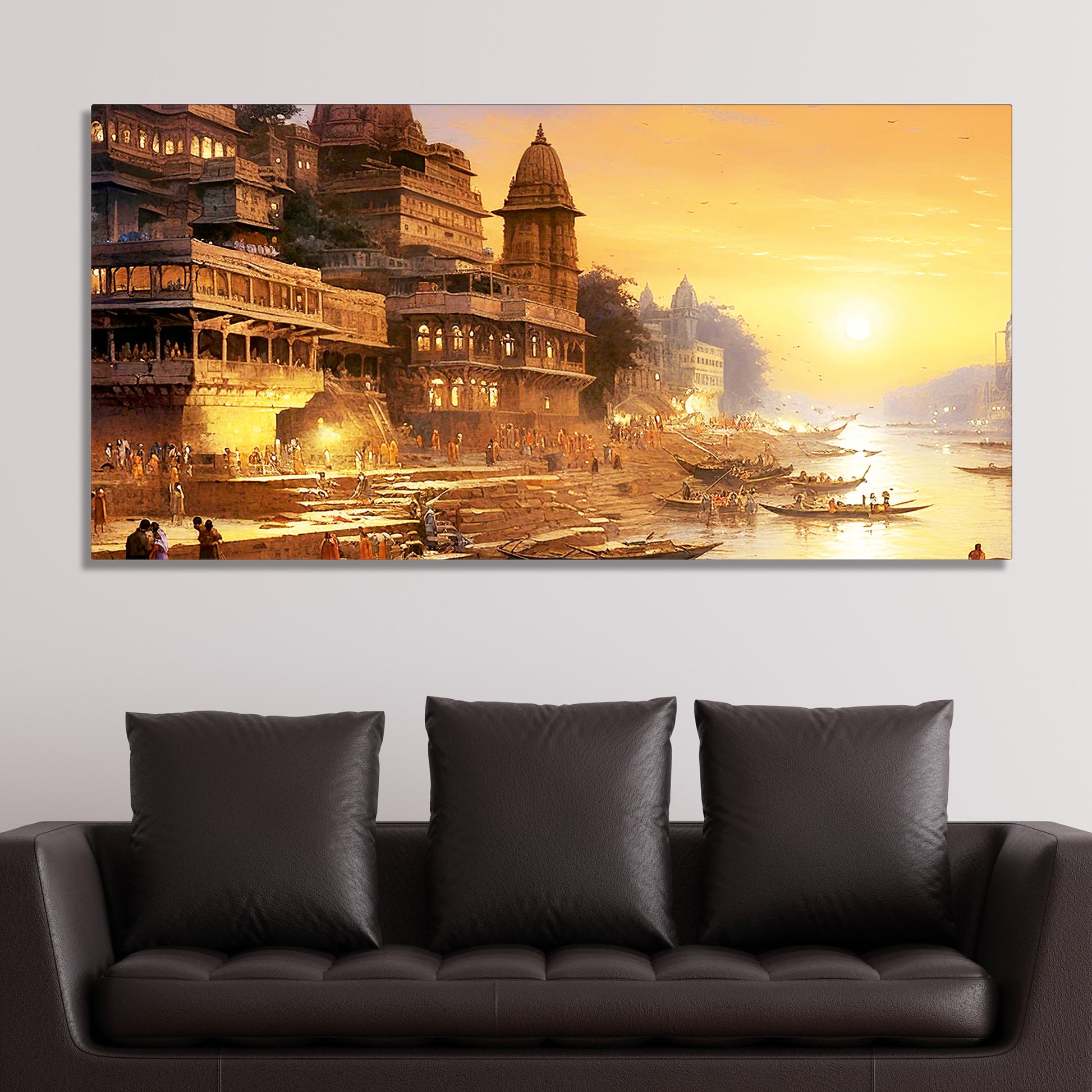 Varanasi City of Spiritual Hub Canvas Wall Painting