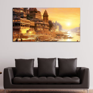 Varanasi City of Spiritual Hub Canvas Wall Painting