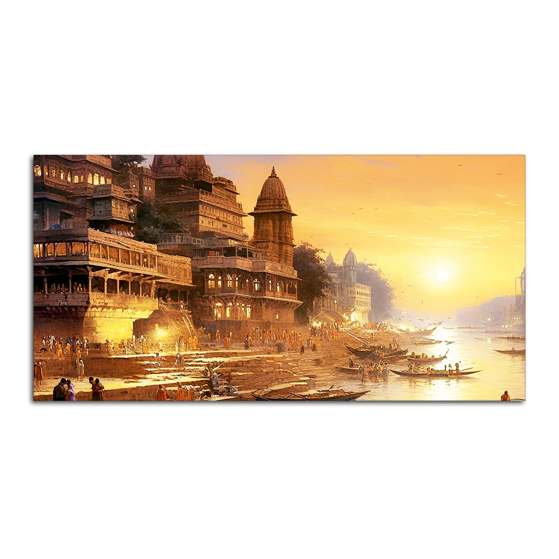 Varanasi City of Spiritual Hub Canvas Wall Painting