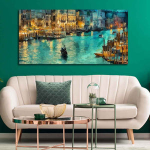 Venice City at Night Canvas Wall Painting