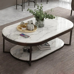 2-Tiered Modern Marble Center Table