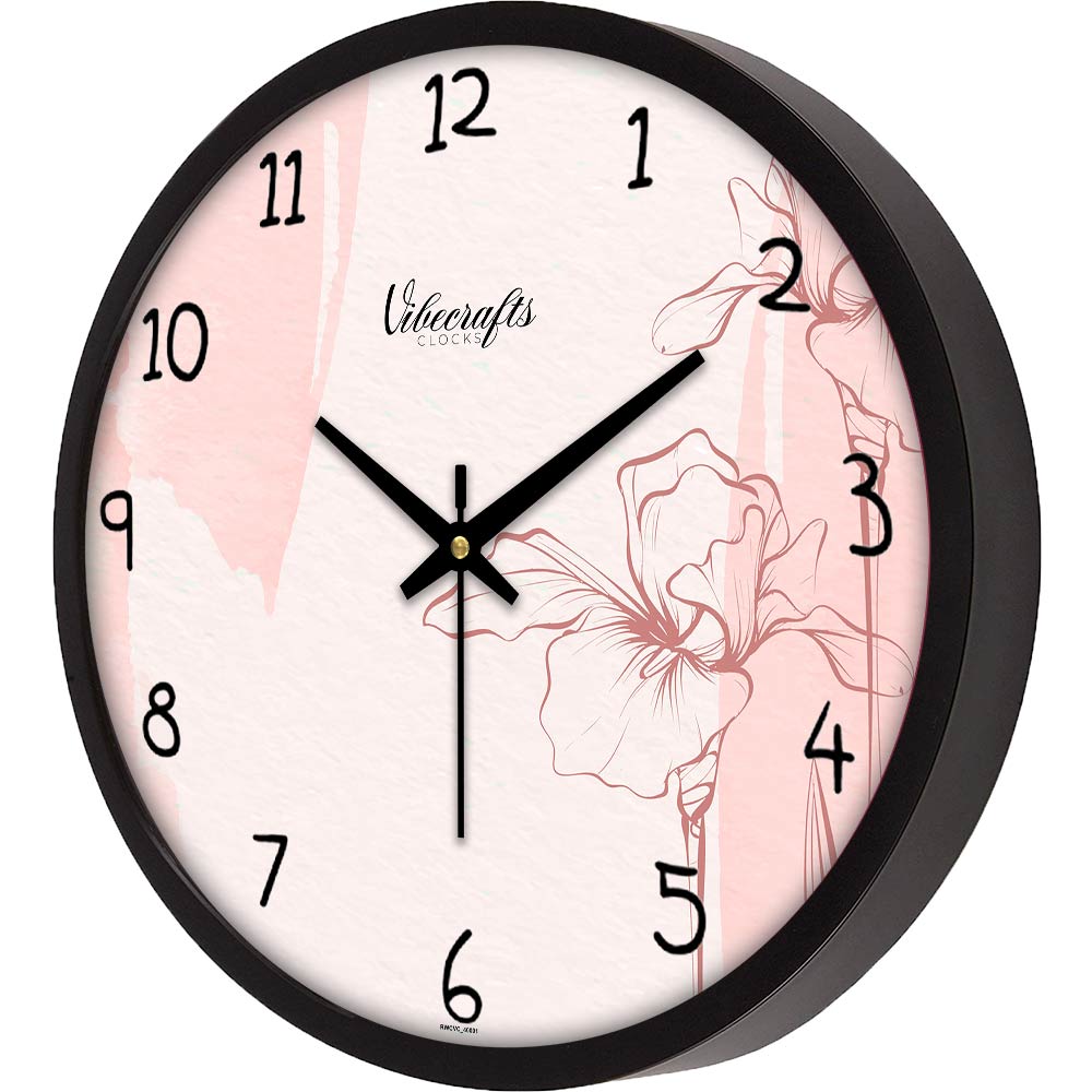 A Beautiful Flower Design Printed Wall Clock