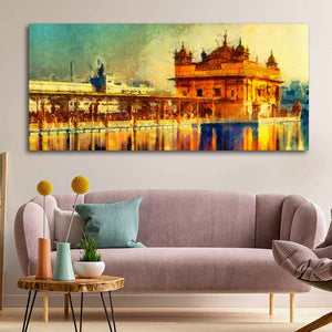 A Classic Canvas Wall Painting of Golden Temple