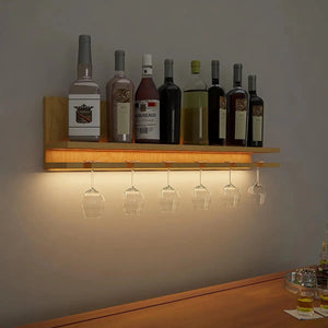  Mini Bar Shelf in Light Oak Finish