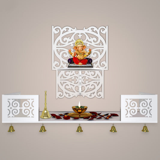 Aesthetic Square Shaped Wall Hanging Wooden Temple