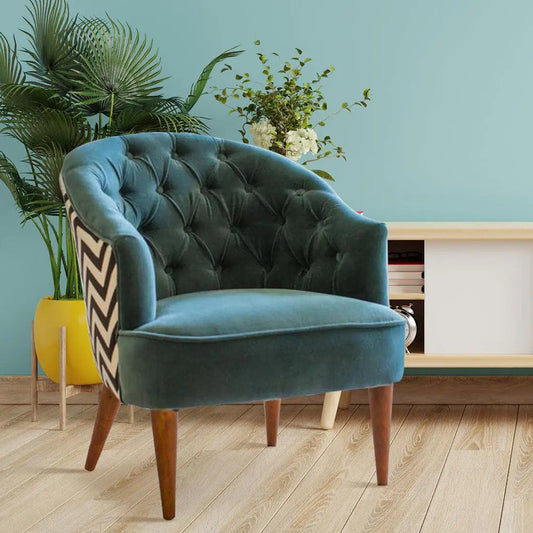 Green Wide Backrest Velvet Sofa Lounge Chair