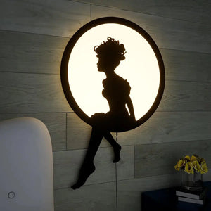 Beautiful Angel Backlit Wooden Wall Decor with LED Night Light