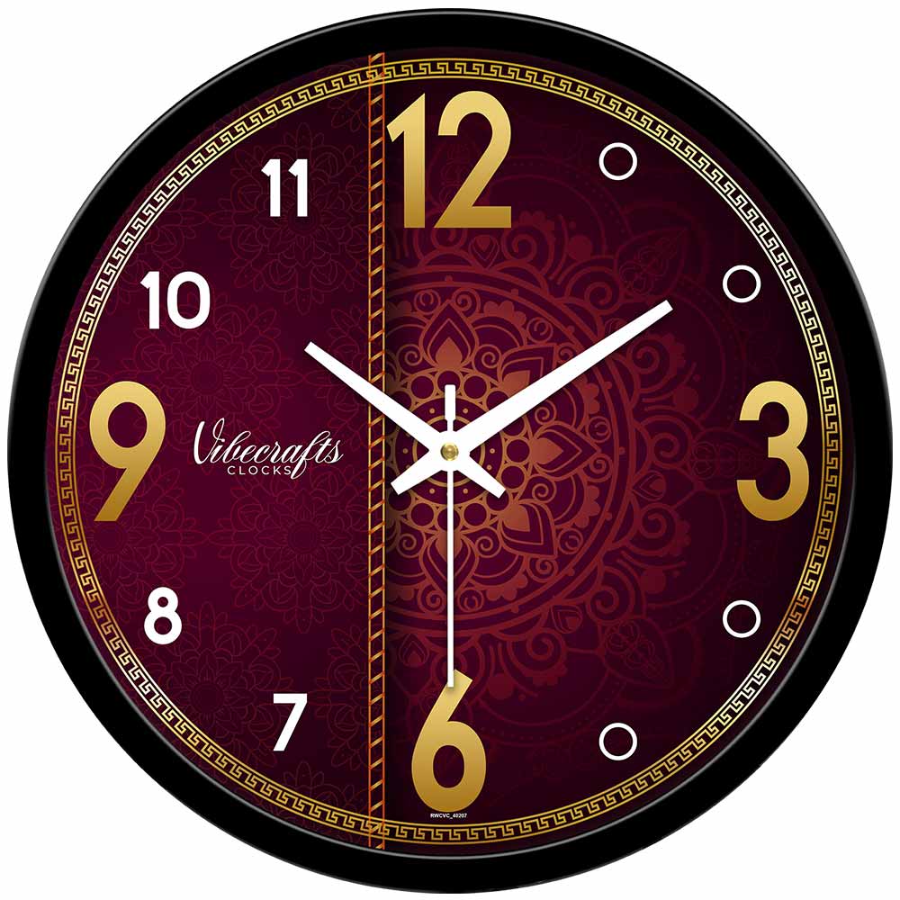 Beautiful Brown & Golden Pattern Wall Clock