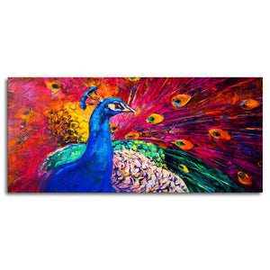 Beautiful Colorful Peacock Premium Canvas Wall Painting