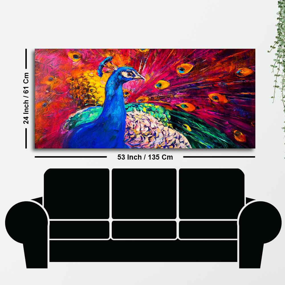 Beautiful Colorful Peacock Premium Canvas Wall Painting