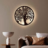 Beautiful Design Modern Backlit Art Wooden Wall Hanging with LED Night Light Walnut Finish