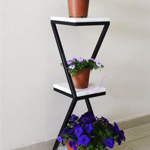 Beautiful Designer White Marble Side Table with Storage Shelf