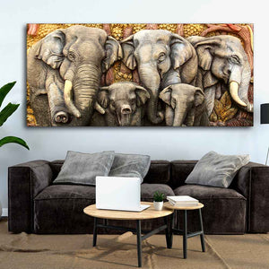 Beautiful Elephants Premium Wall Painting