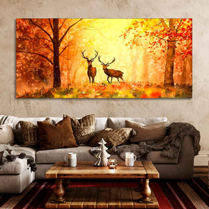 Beautiful Forest Deer Big Canvas Wall Painting