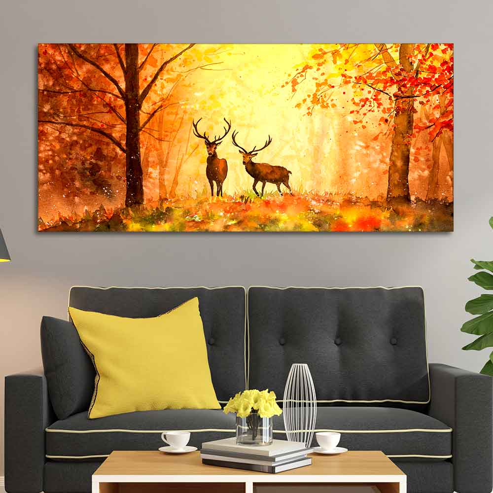 Beautiful Forest Deer Big Canvas Wall Painting