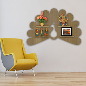  LED Light Wall Shelf with Oak Finish