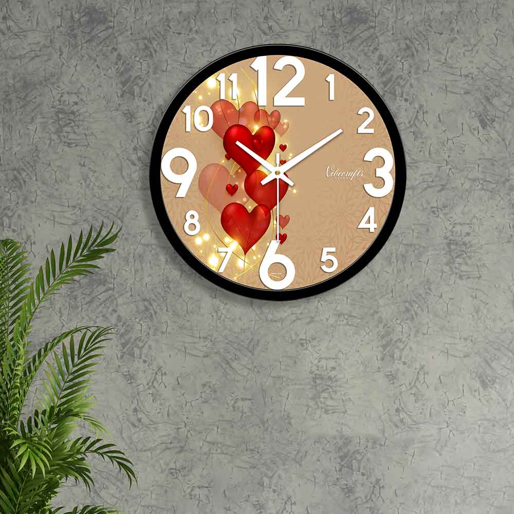 Beautiful Red Heart Designer Wall Clock