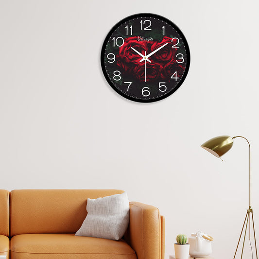 Beautiful Red Rose Designer Wall Clock For Living Bedroom