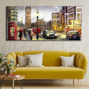 Beautiful Street view of London Premium Wall Painting