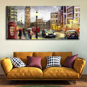 Beautiful Street view of London Premium Wall Painting