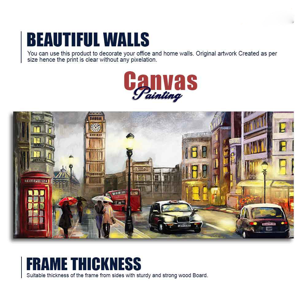 Beautiful Street view of London Premium Wall Painting