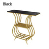 Black Narrow With Shelf Marble Top Console Table