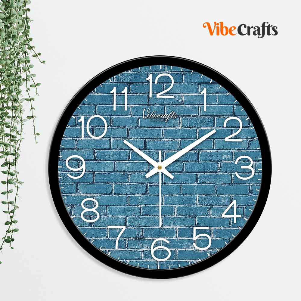 Blue Bricks Designer Wall Clock