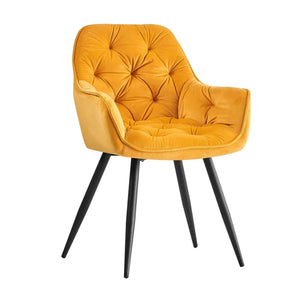 Bright Yellow Comfy Padded Tufted Velvet Luxury Accent Chair