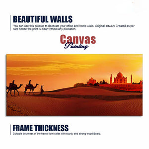 Camel Caravan Heading to Taj Mahal Canvas Wall Painting