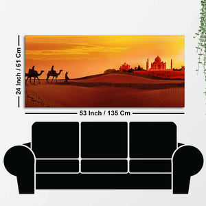 Camel Caravan Heading to Taj Mahal Canvas Wall Painting