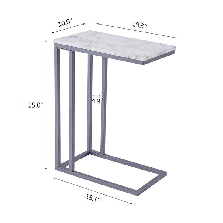 Classic C-Shaped White Marble Designer Side Table