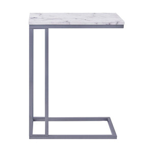 Classic C-Shaped White Marble Designer Side Table