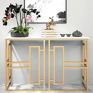 Classic Console Table with White Marble