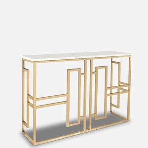 Table with White Marble in Golden Metal Finish