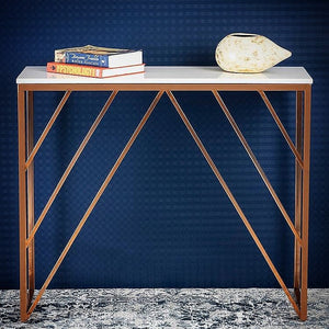  Console Table with Copper Metal Finish