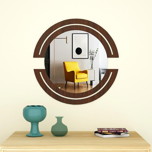Classic Design Vanity Mirror with Walnut Finish