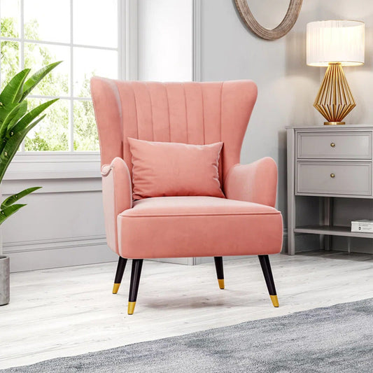 Peach Chic Tufted Sofa Lounge Chair with Cushion