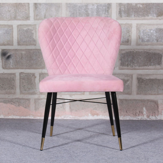  Pink Velvet & Iron Dining Accent Chair