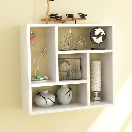 Classic Wooden Multipurpose Stand with Storage Shelves with White Finish