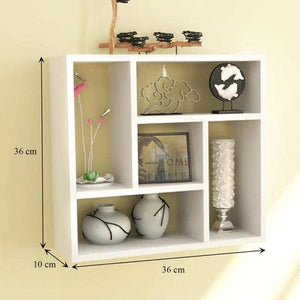 Wooden Multipurpose Stand with Storage Shelves with White Finish