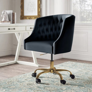  Back Black PU Foam Accent Chair with Golden Base