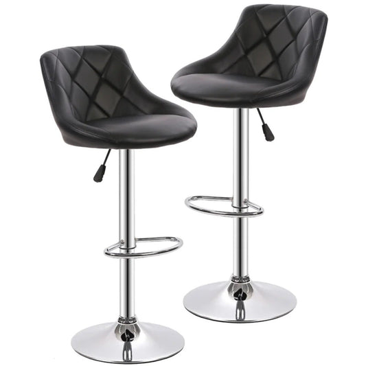 Comfy Back Rest Coral Black Leatherette Bar Stool / Long Chair