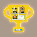 Competition Trophy Shape Wooden LED Light Wall Shelf for Kids