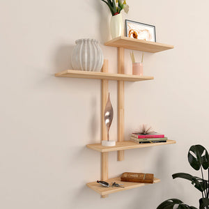  Designer Wall Shelf with Light Oak Finish